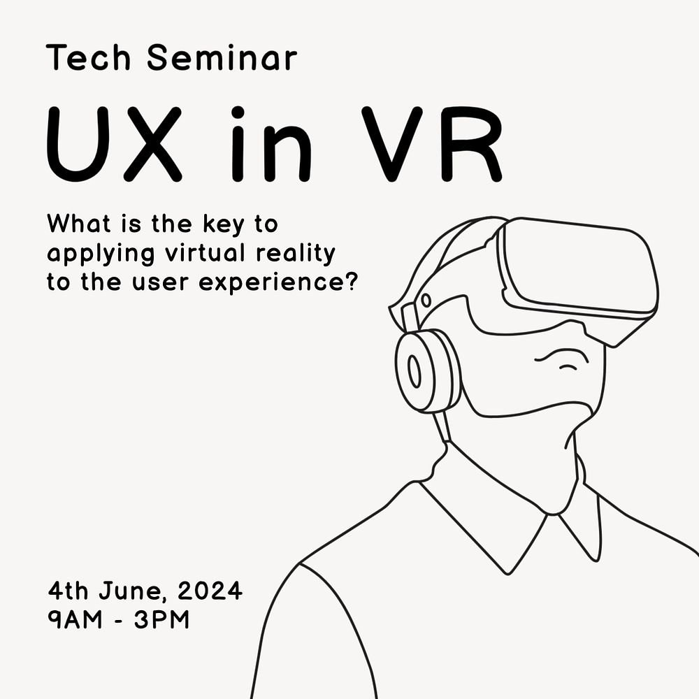 UX in VR Instagram post template, editable text