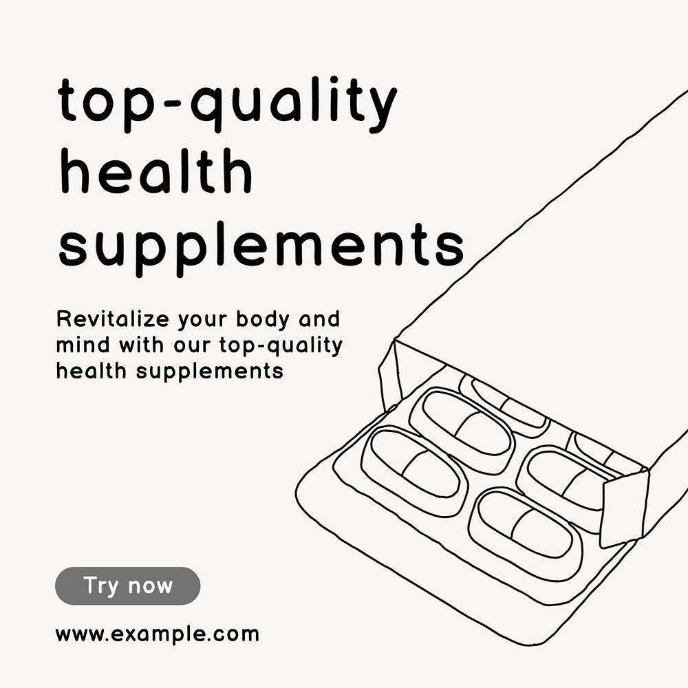 Supplements Instagram post template, editable text