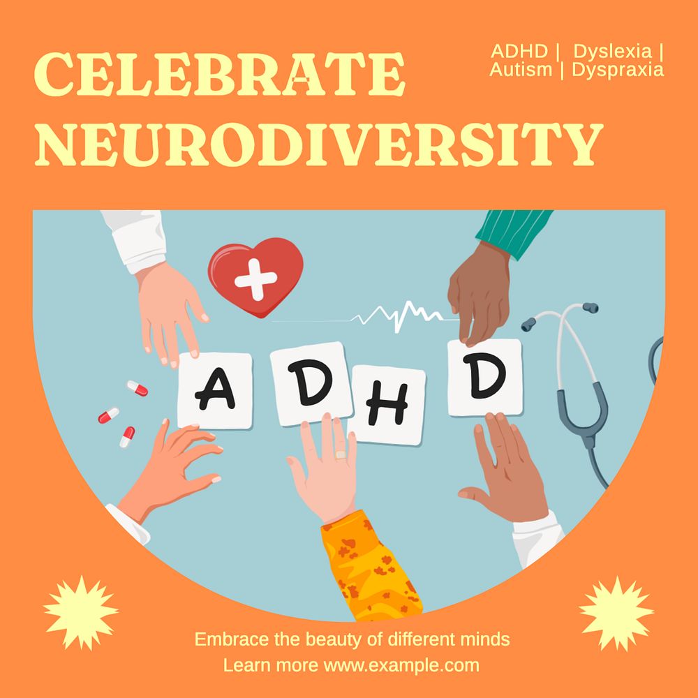 Celebrate neurodiversity Instagram post template, editable text