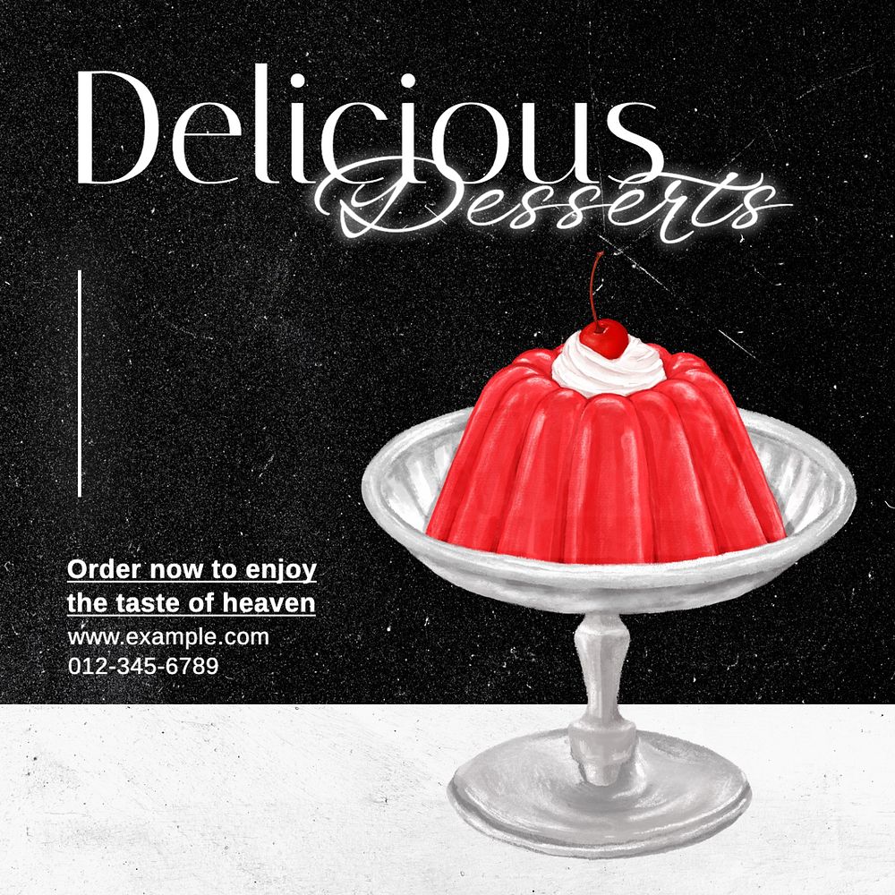 Delicious dessert  Instagram post template, editable text