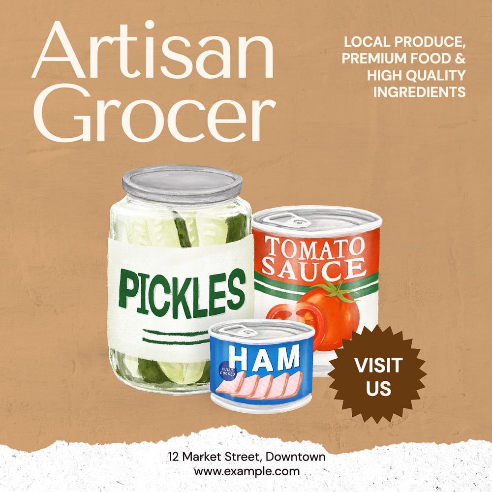 Artisan grocer  Instagram post template, editable text