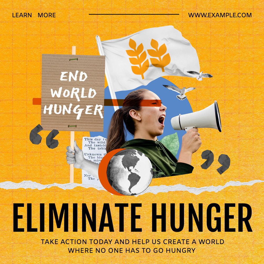 Eliminate hunger Instagram post template, editable text