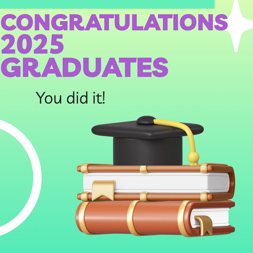 Graduation message Instagram post template, editable text