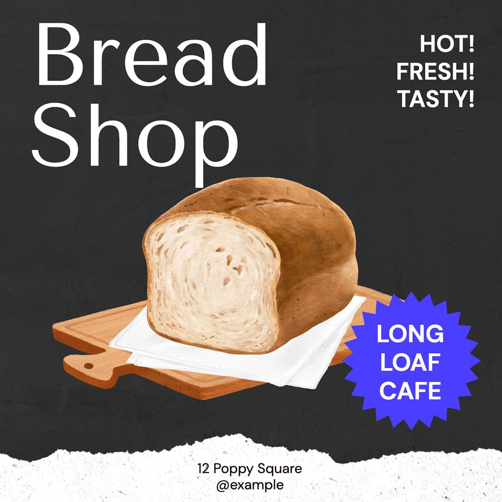 Bread shop  Instagram post template, editable text