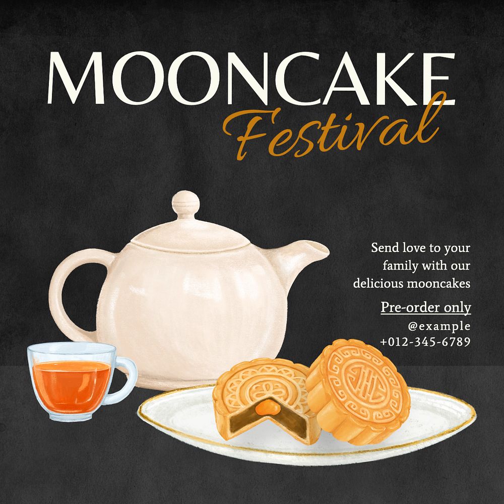 Mooncake festival  Instagram post template, editable text