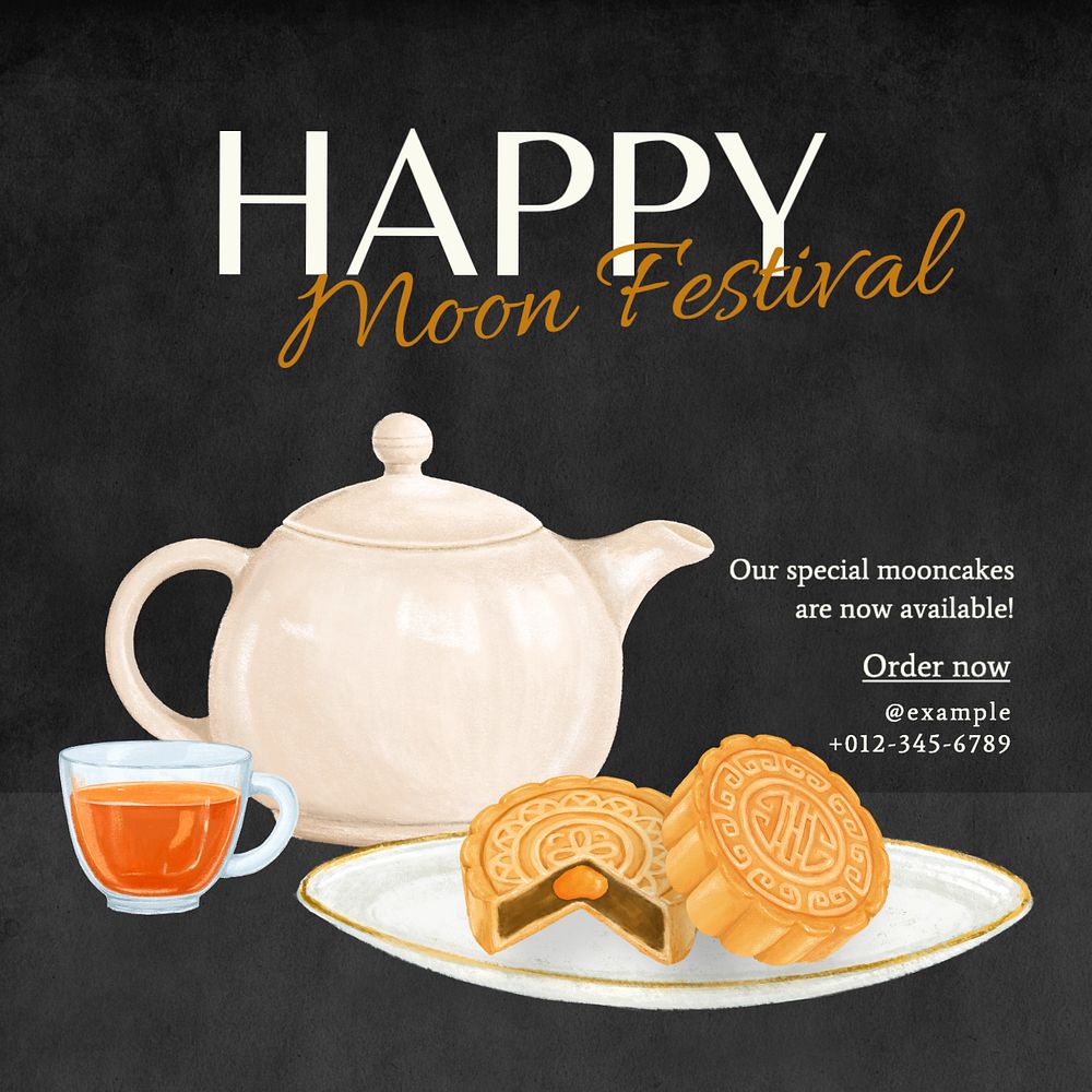 Moon festival  Instagram post template, editable text