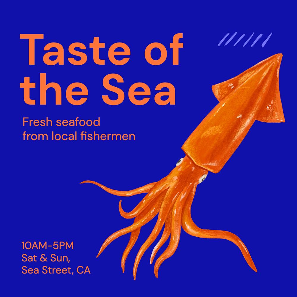 Seafood restaurant  Instagram post template, editable text