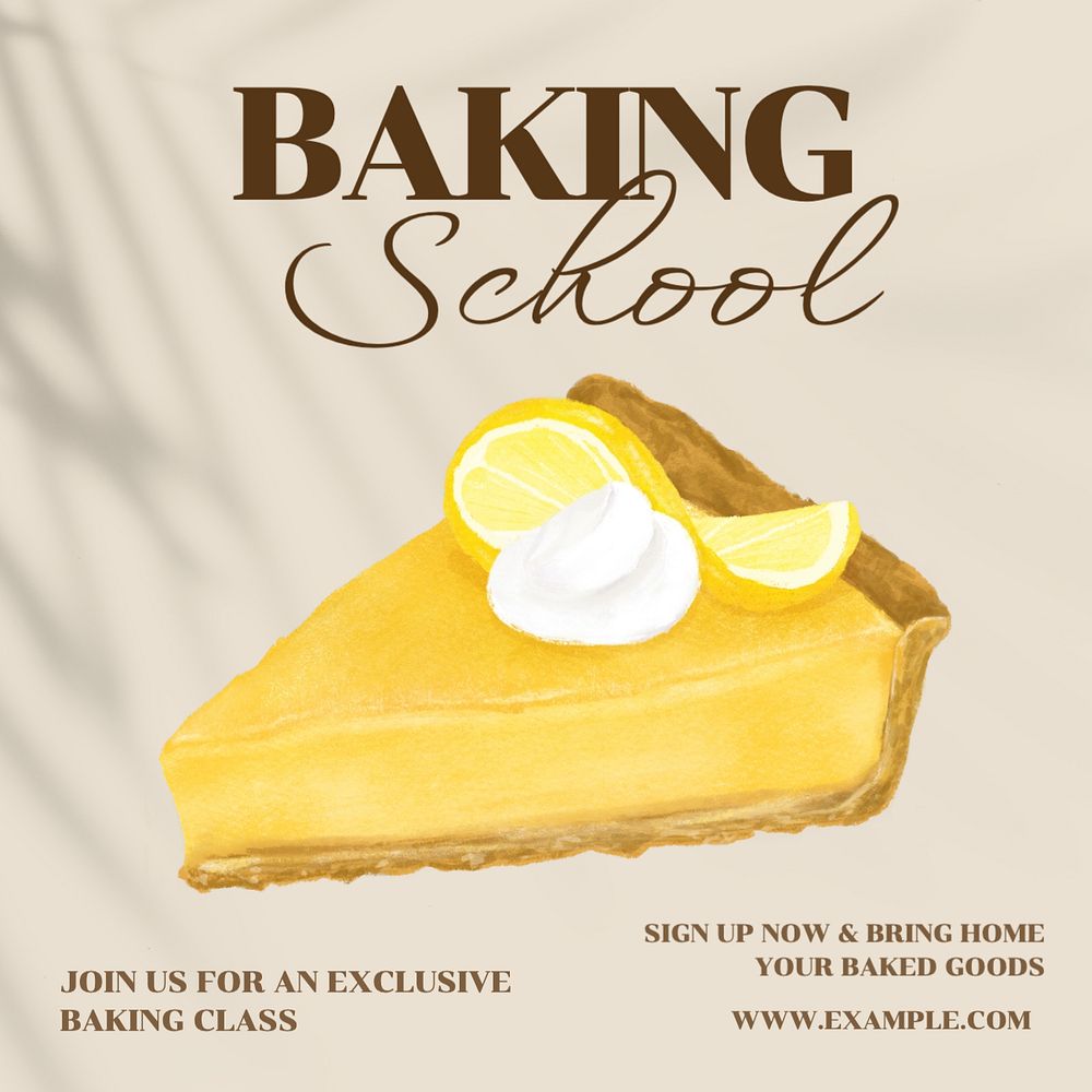 Baking school  Instagram post template, editable text