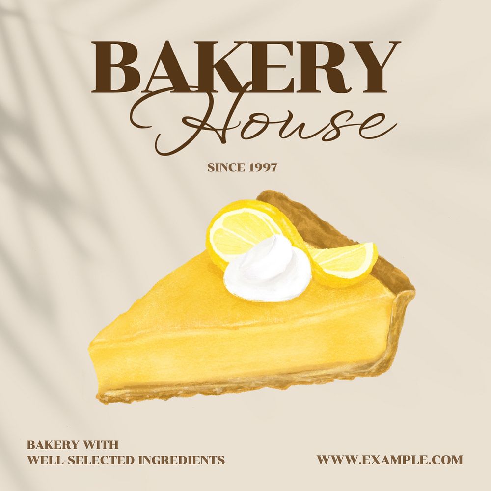 Bakery house  Instagram post template, editable text