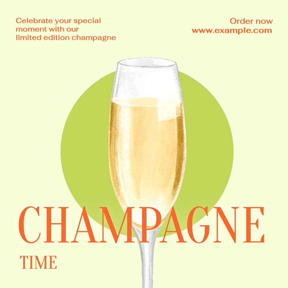 Champagne time  Instagram post template, editable text