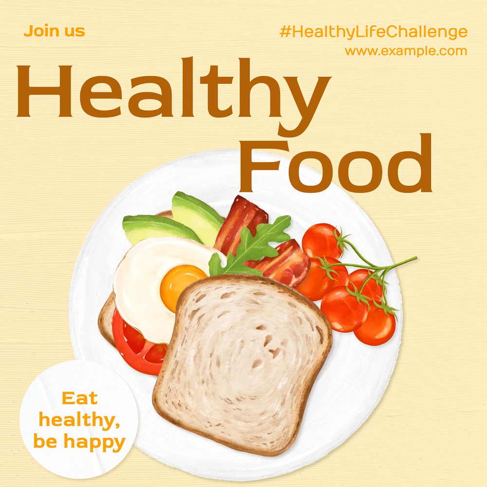 Healthy Food  Instagram post template, editable text