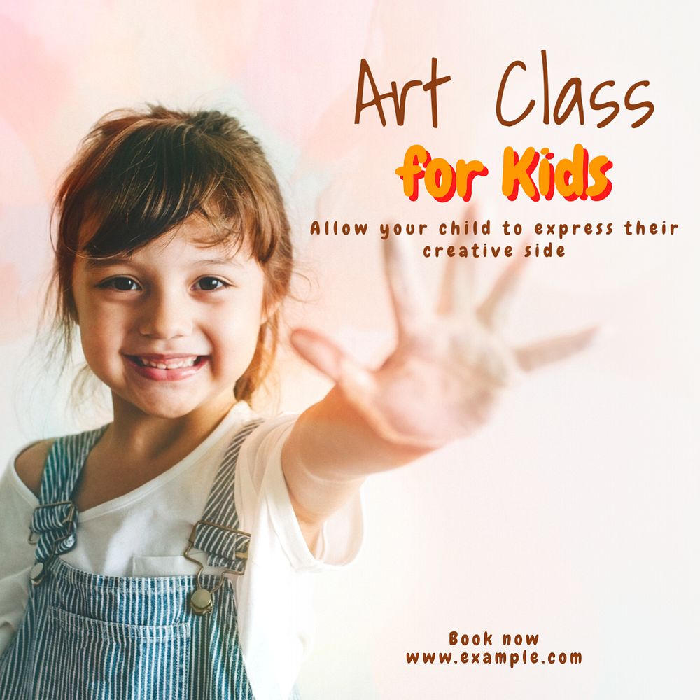 Kid's art class Instagram post template, editable text