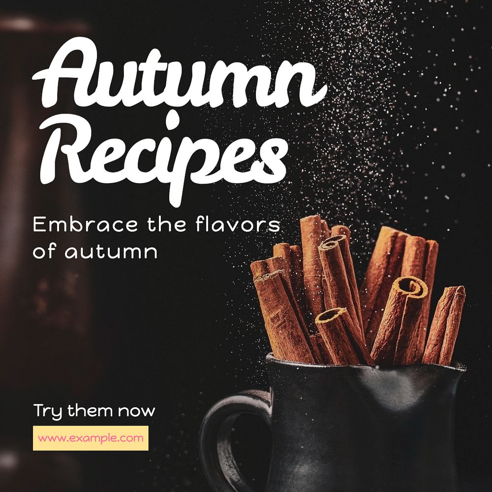 Autumn recipe Instagram post template, editable text