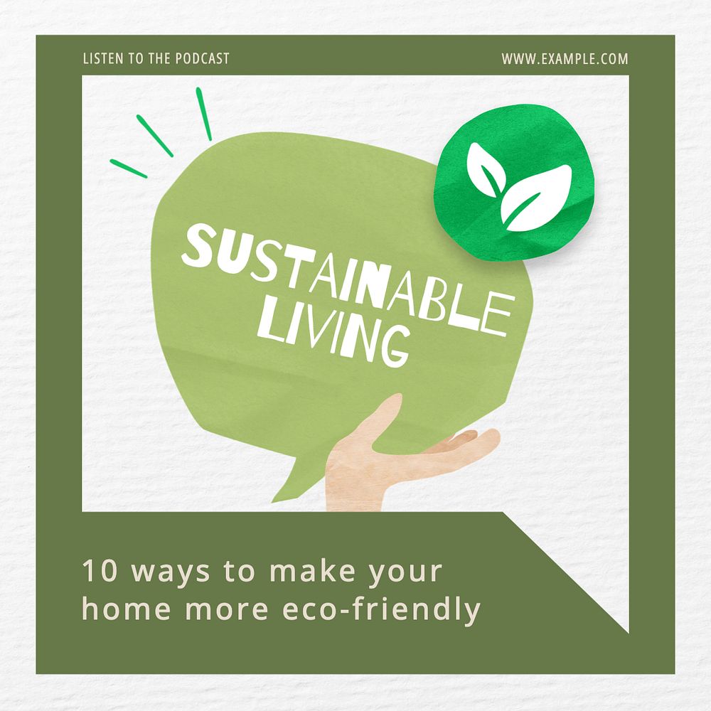 Sustainable living Instagram post template, editable text