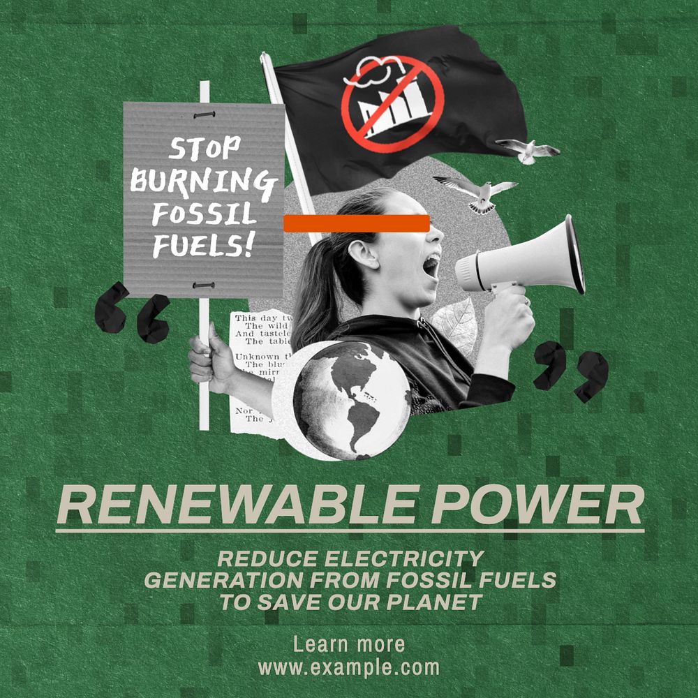 Renewable power Instagram post template, editable text