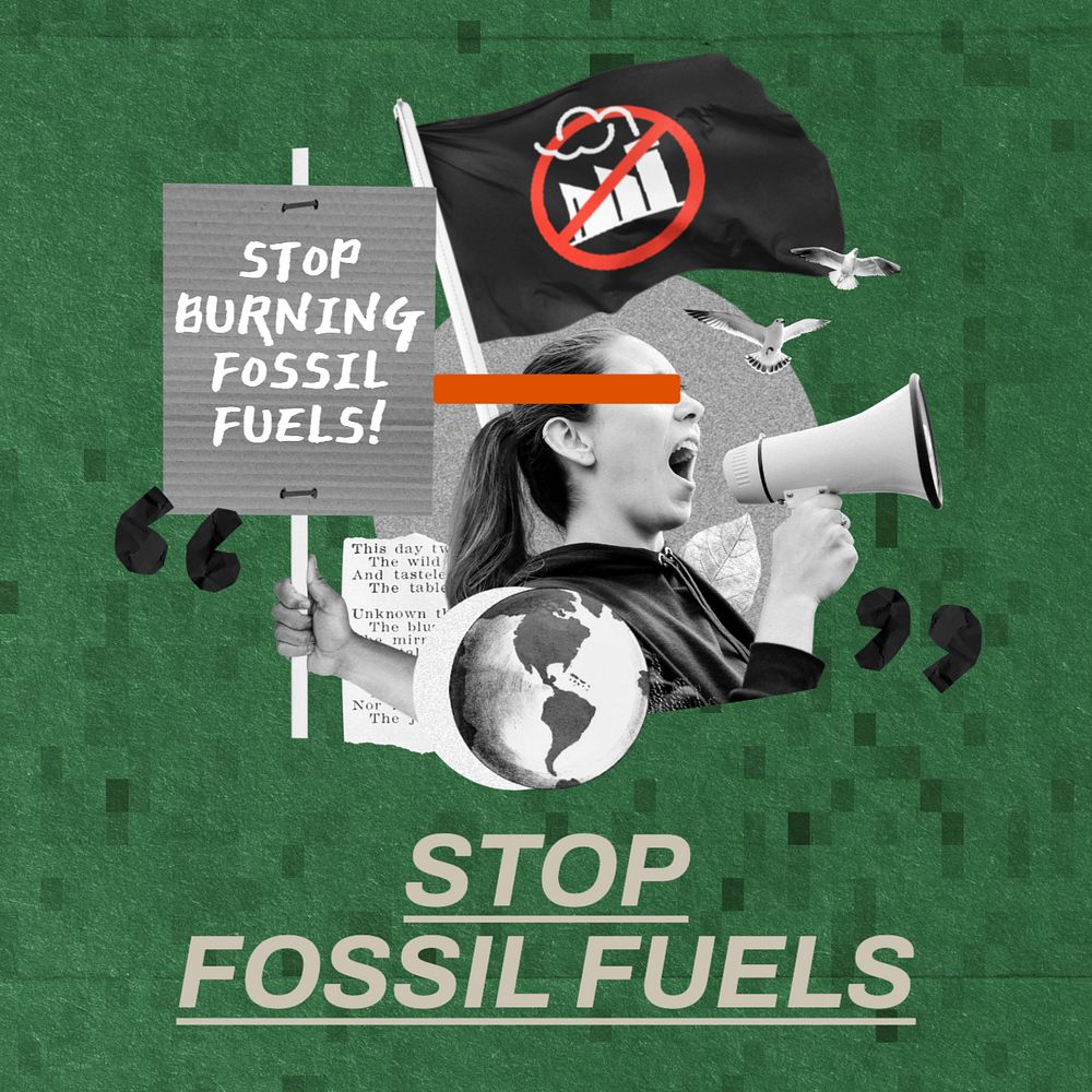 Fossil fuels Instagram post template, editable text