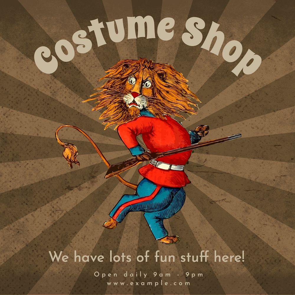 Costume shop Instagram post template, editable text