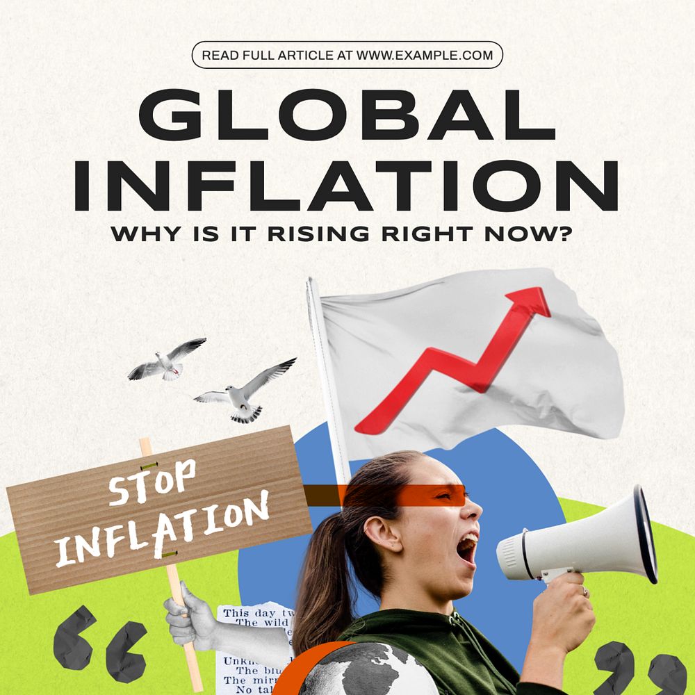 Global inflation Instagram post template, editable text