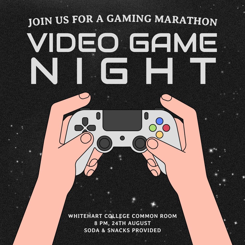 Video game night Instagram post template, editable text