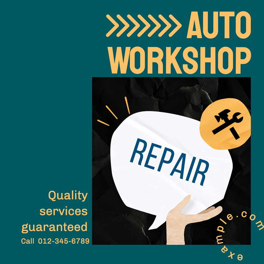 Auto & car workshop Instagram post template, editable text