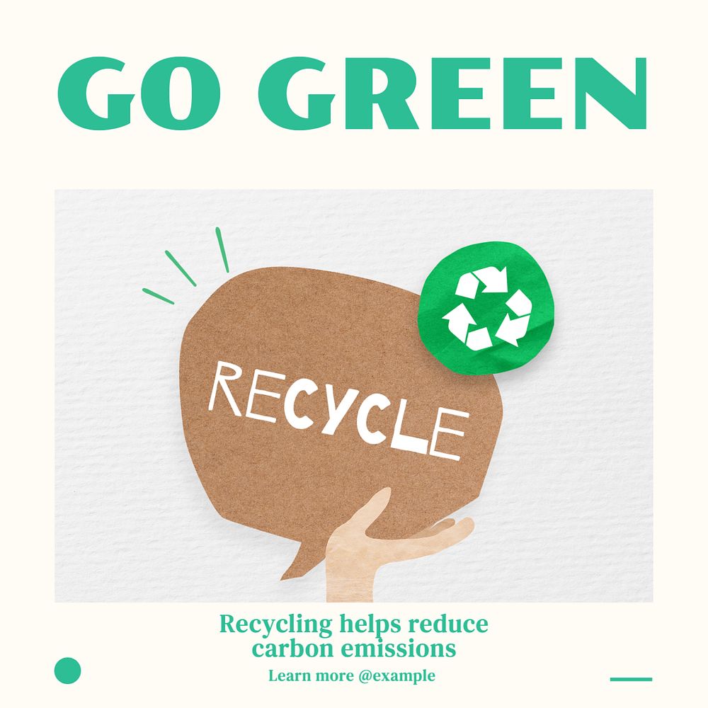 Go green Instagram post template, editable text