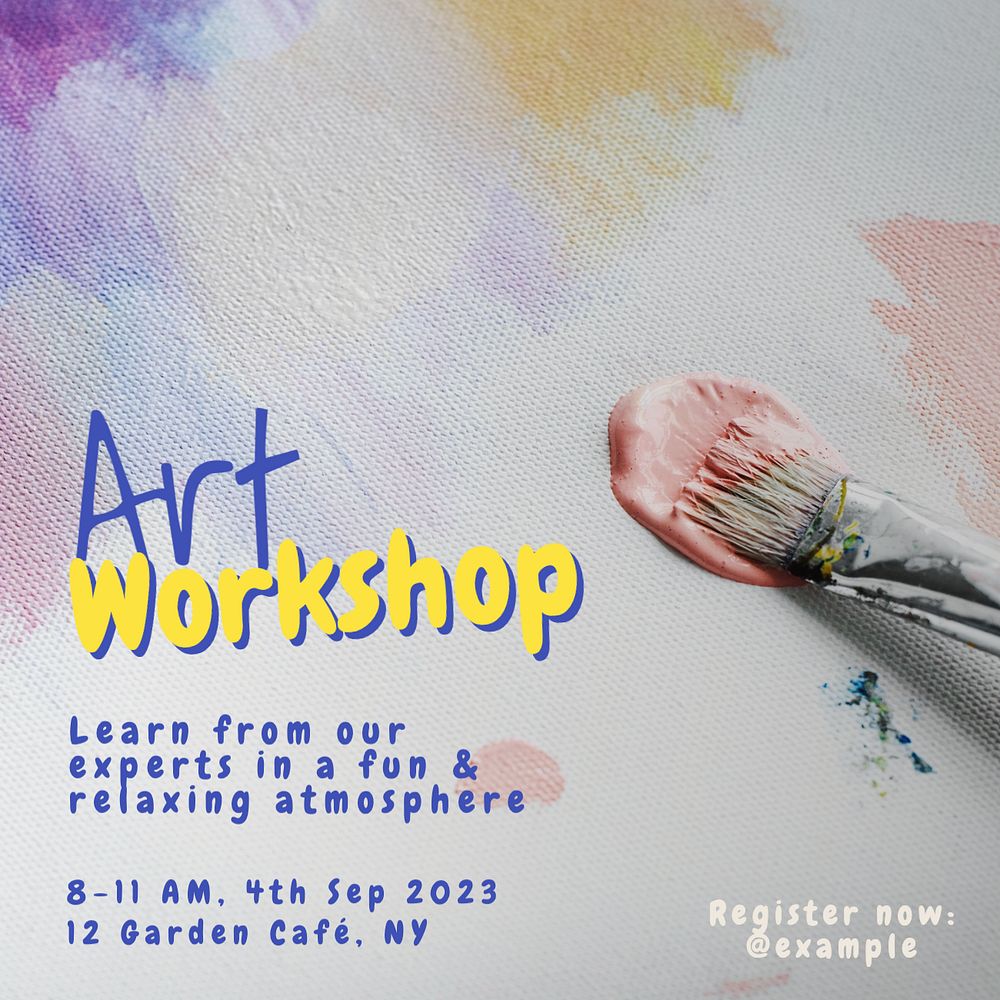 Art workshop Instagram post template, editable text