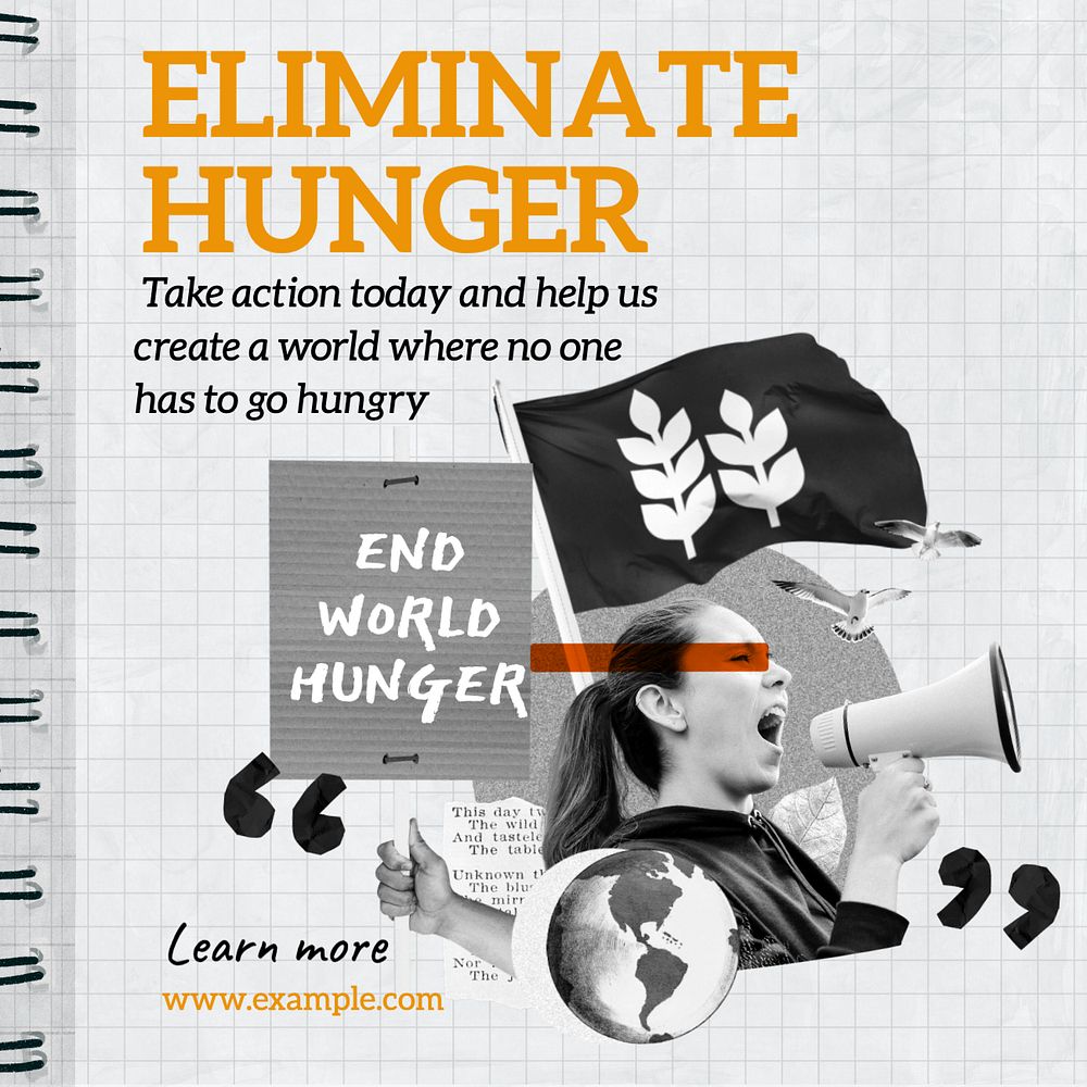 Eliminate hunger Instagram post template, editable text