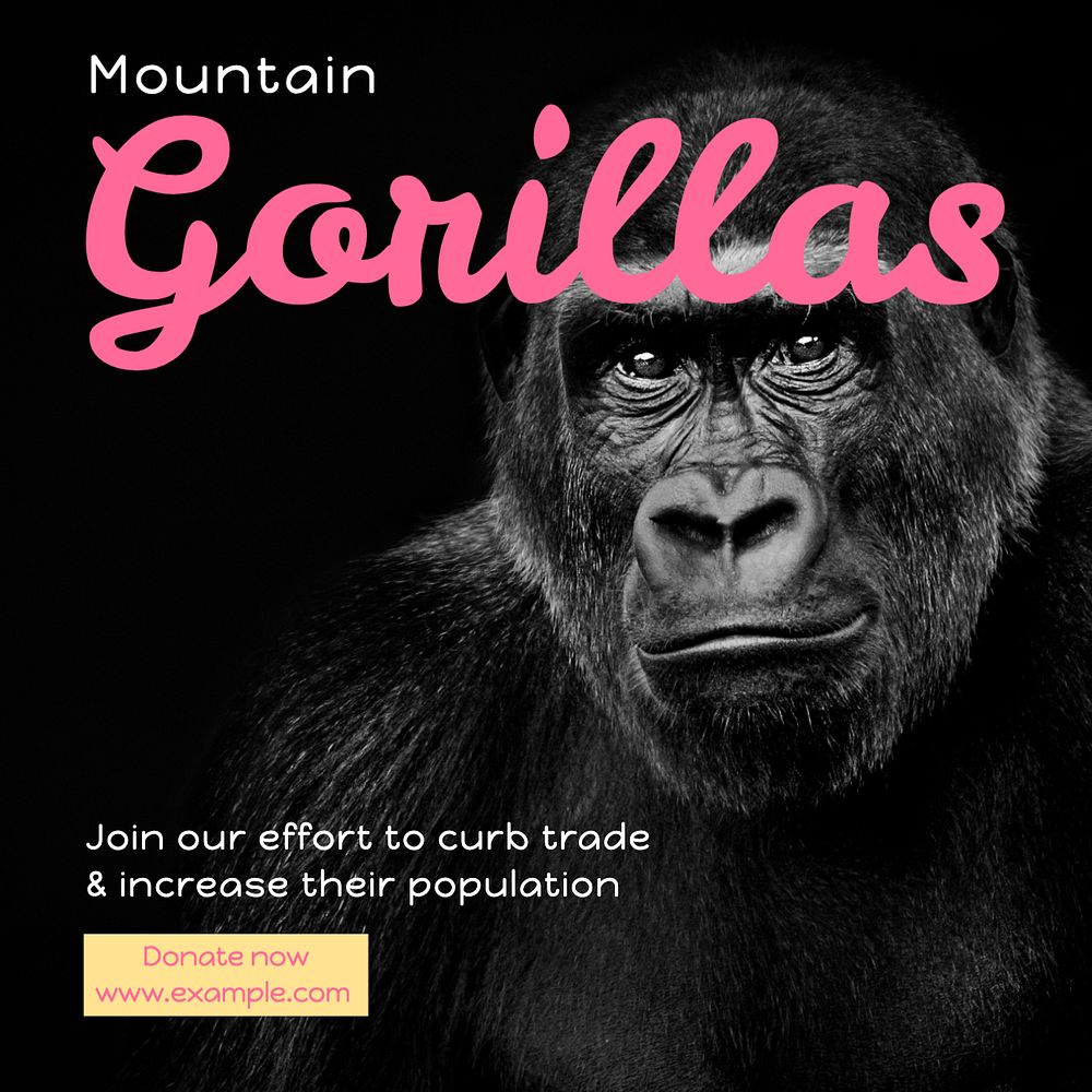 Gorilla extinction Instagram post template, editable text