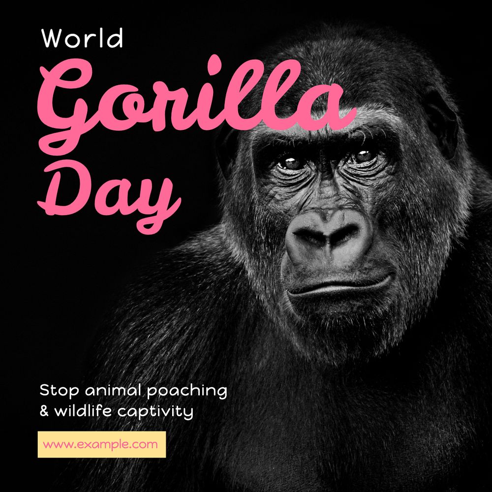 Gorilla day Instagram post template, editable text