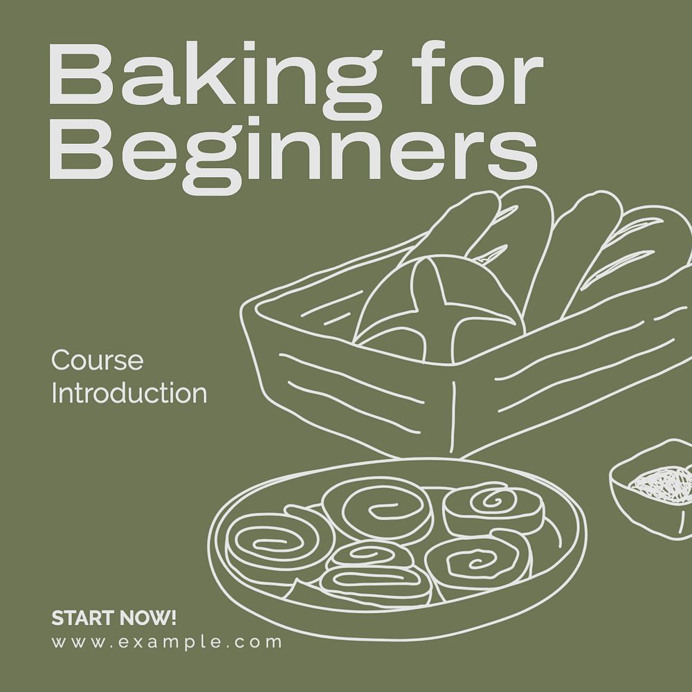 Baking for beginners Instagram post template, editable text