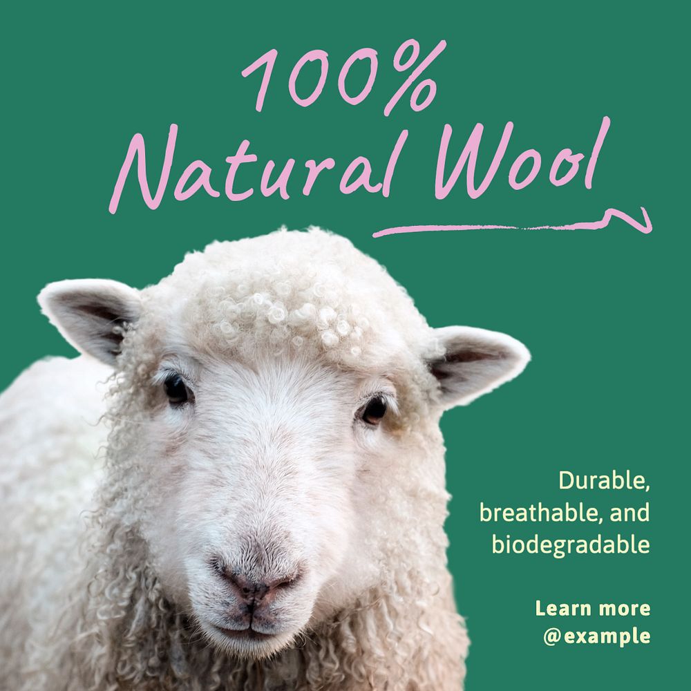 Natural wool Instagram post template, editable text