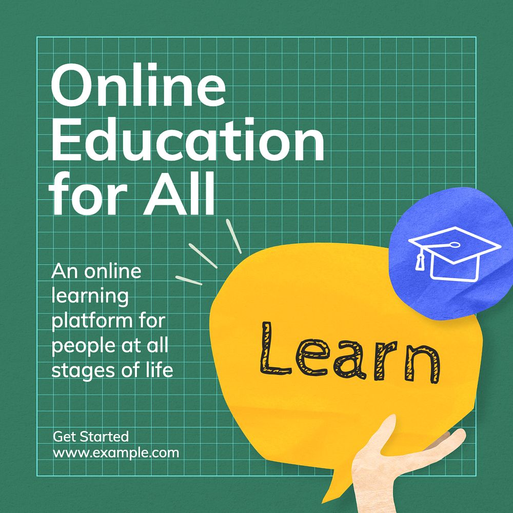 Online education Instagram post template, editable text