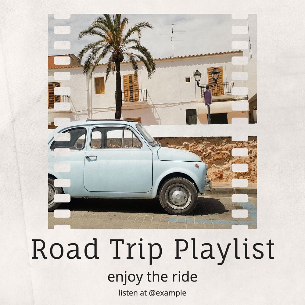 Music playlist Instagram post template, editable text