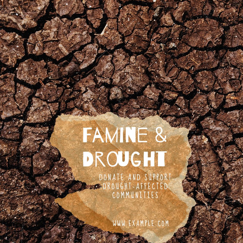 Famine & drought Instagram post template, editable text