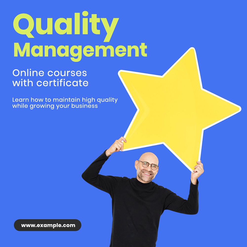 Quality management Instagram post template, editable text