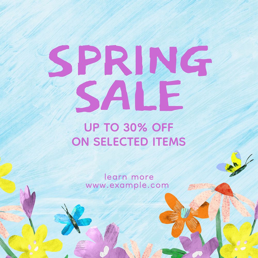 Spring sale Instagram post template, editable text