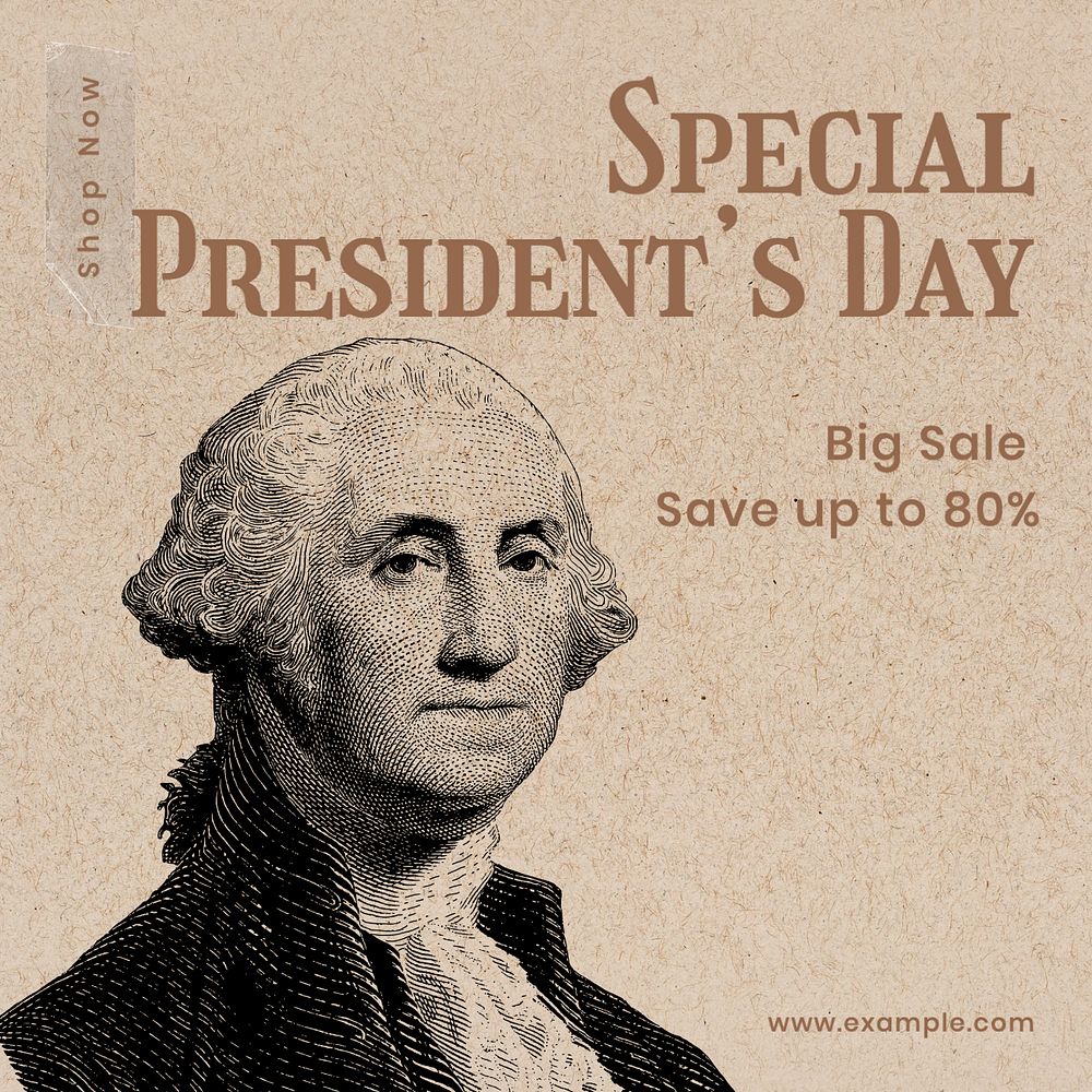 Special president day Instagram post template, editable text