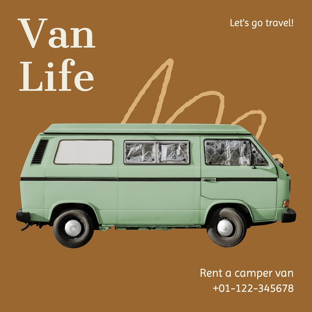 Van life Instagram post template, editable text