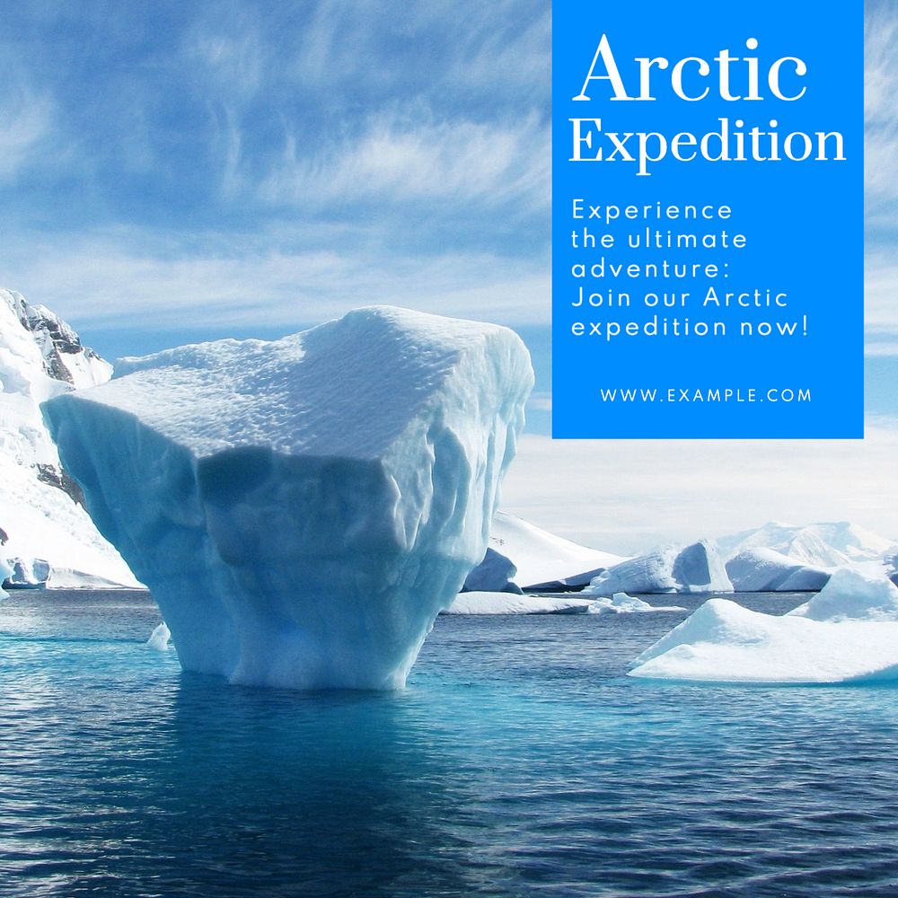Arctic expedition Instagram post template, editable text