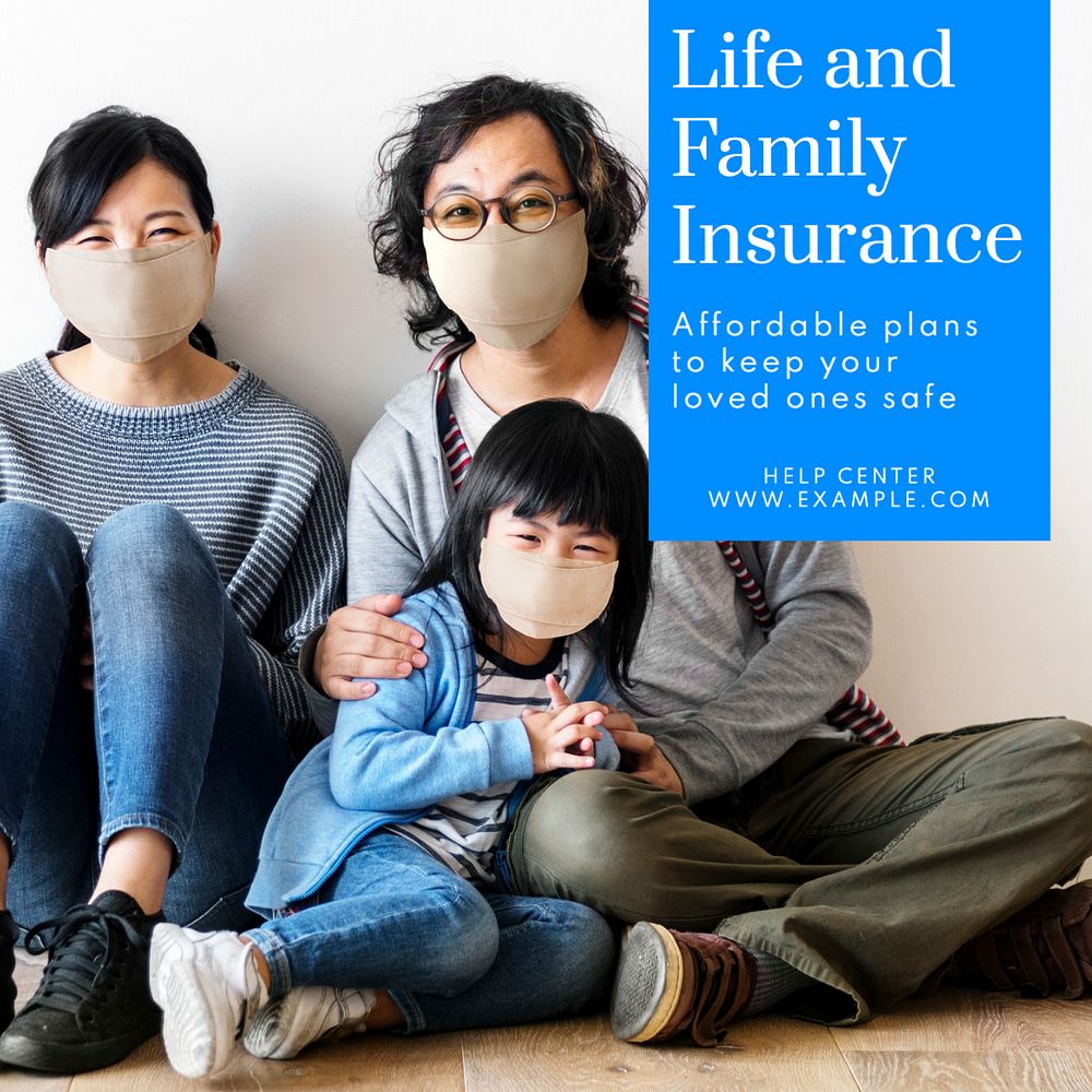 Life insurance Instagram post template, editable text