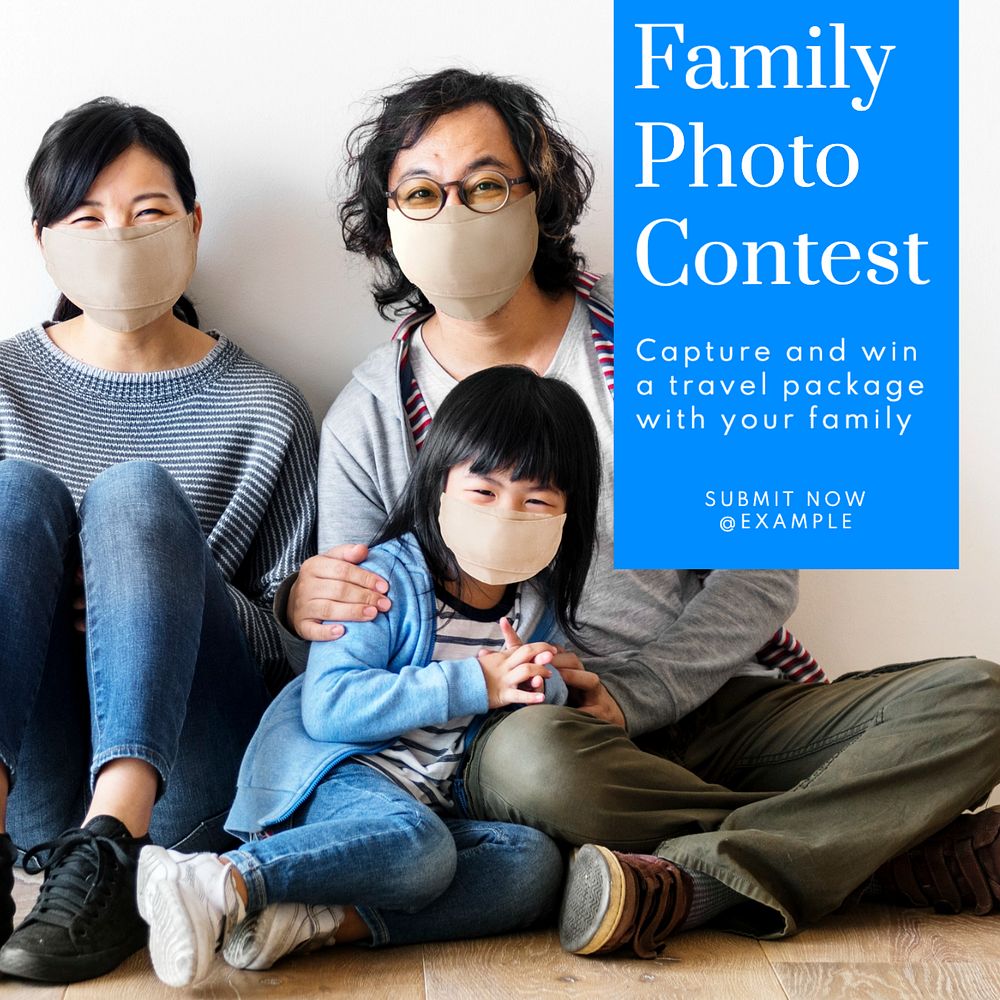 Family contest Instagram post template, editable text