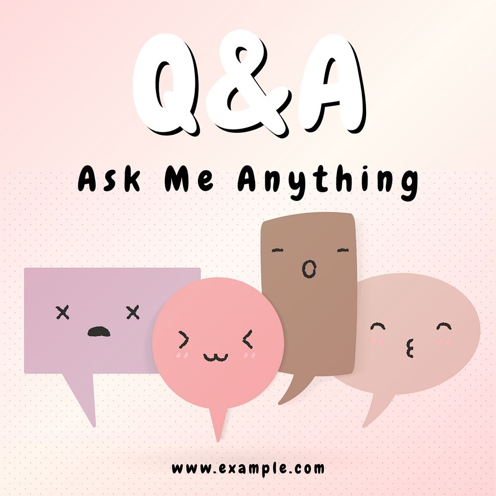 Questions & answers Instagram post template, editable text