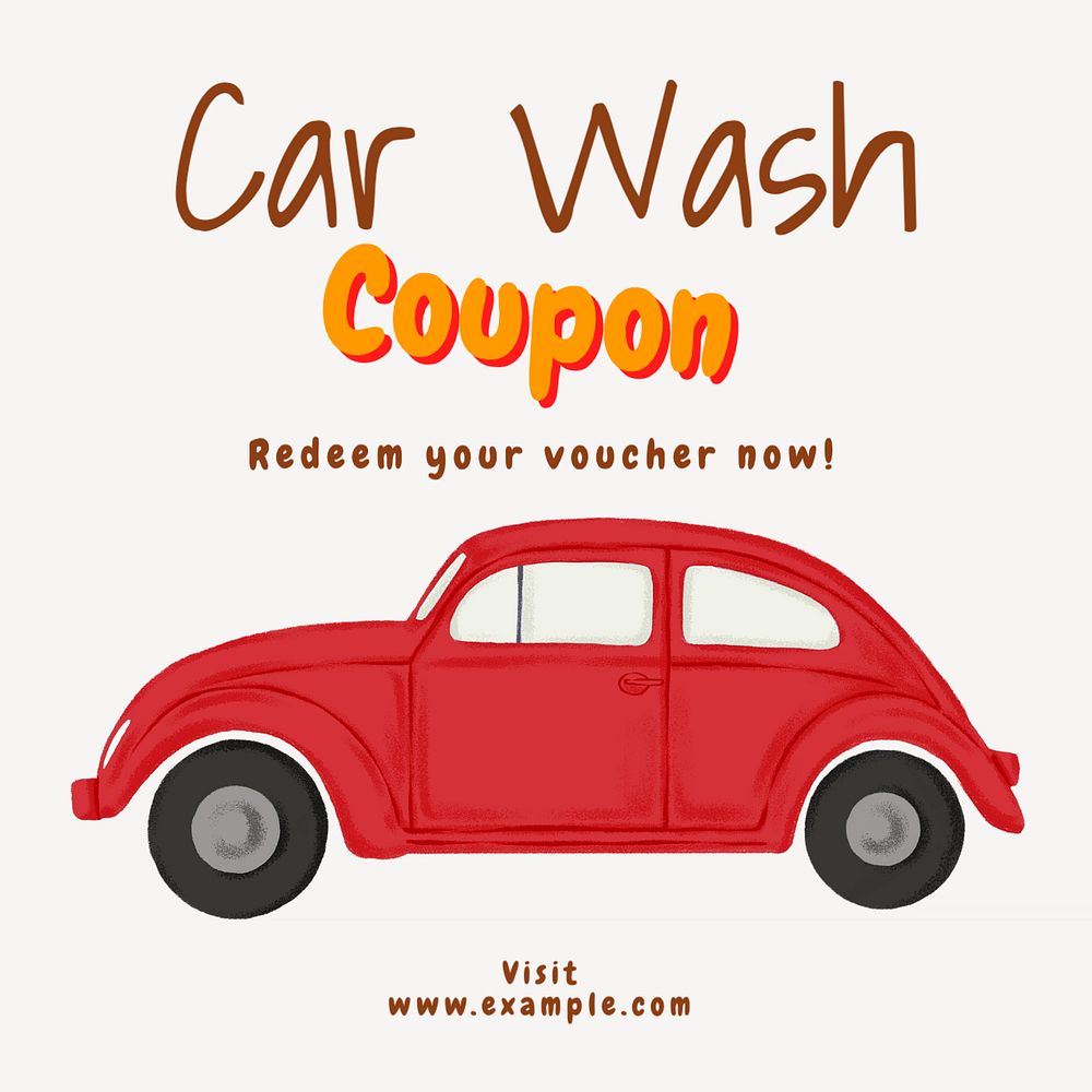 Car wash coupon Instagram post template, editable text