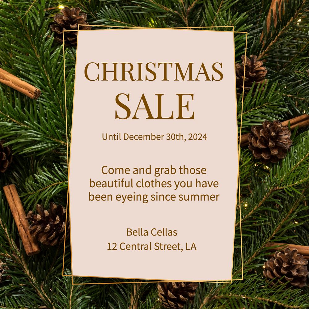 Christmas sale Instagram post template, editable text