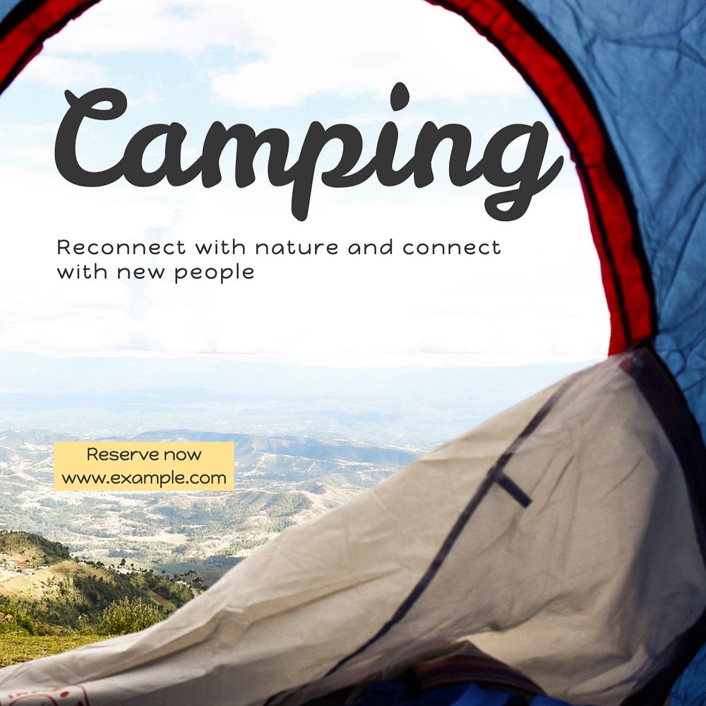 Camping Instagram post template, editable text