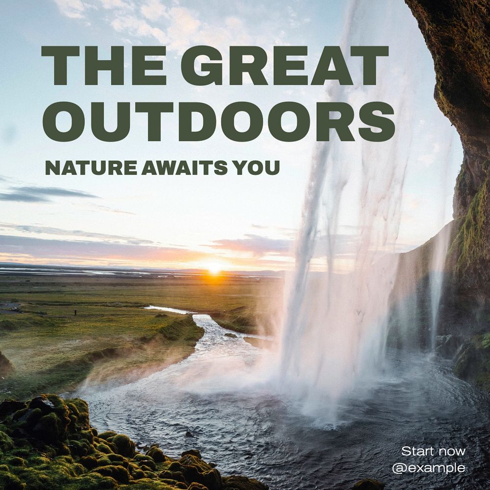 The great outdoors Instagram post template, editable text