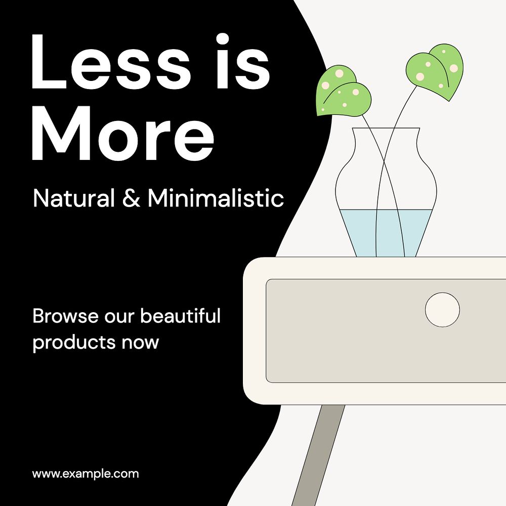 Less is more Instagram post template, editable text
