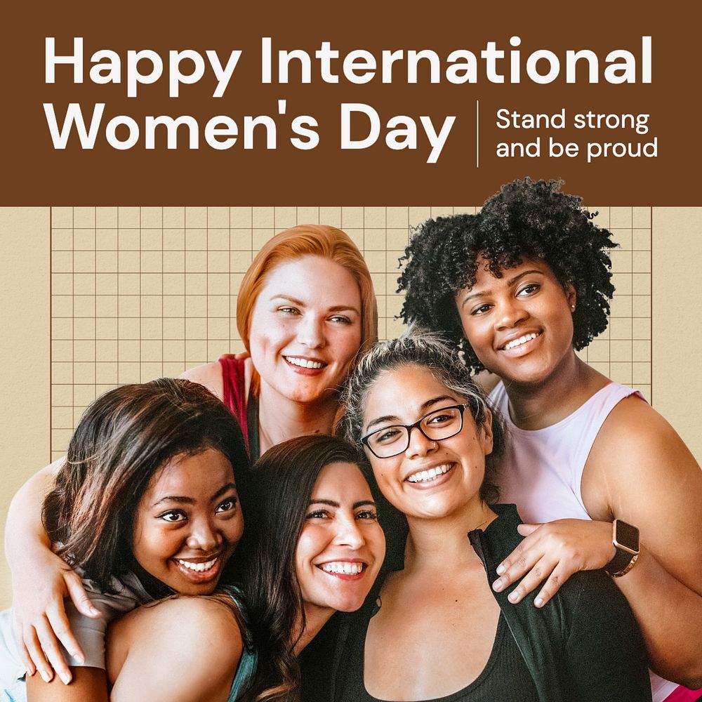 Women's day Instagram post template, editable text