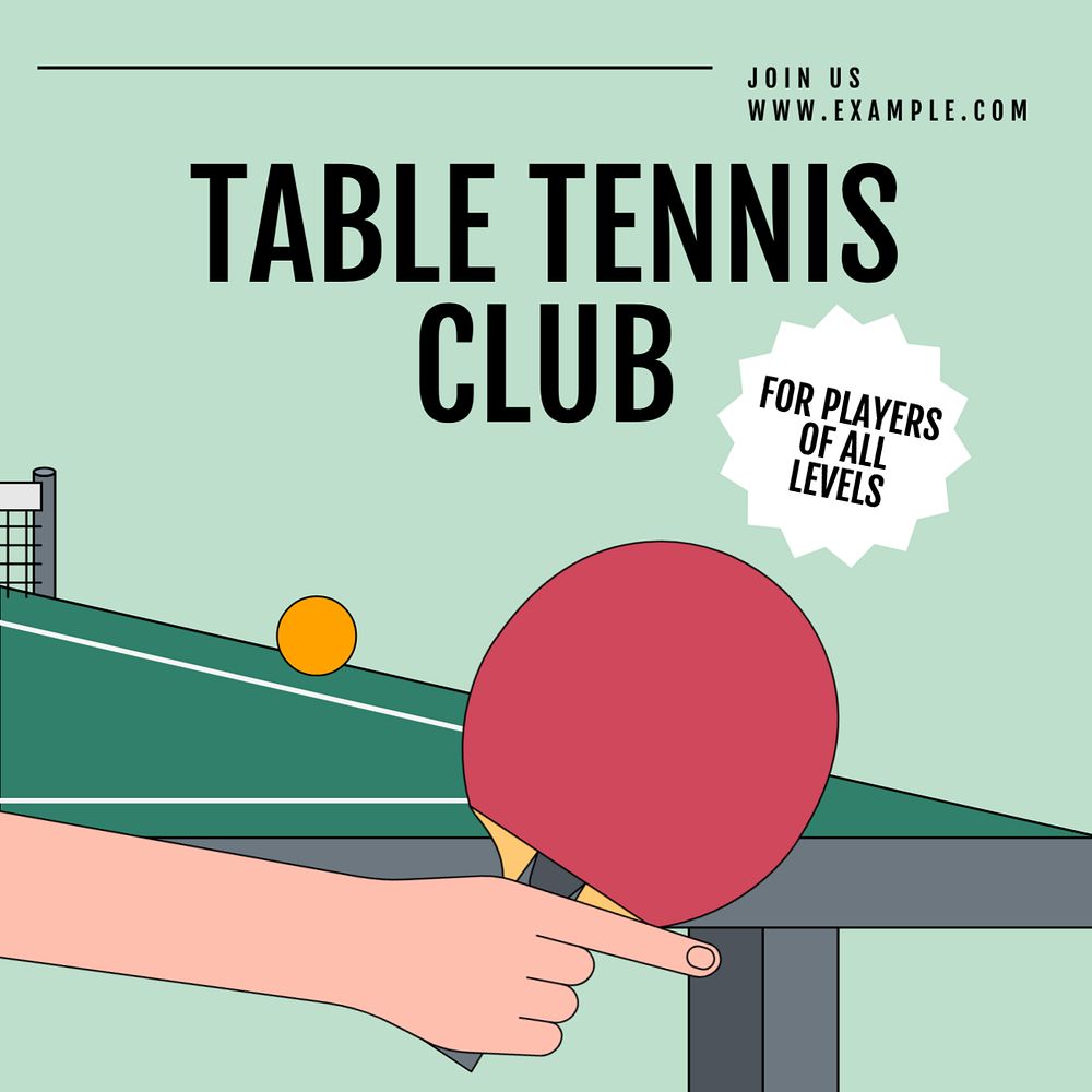 Table tennis club Instagram post template, editable text