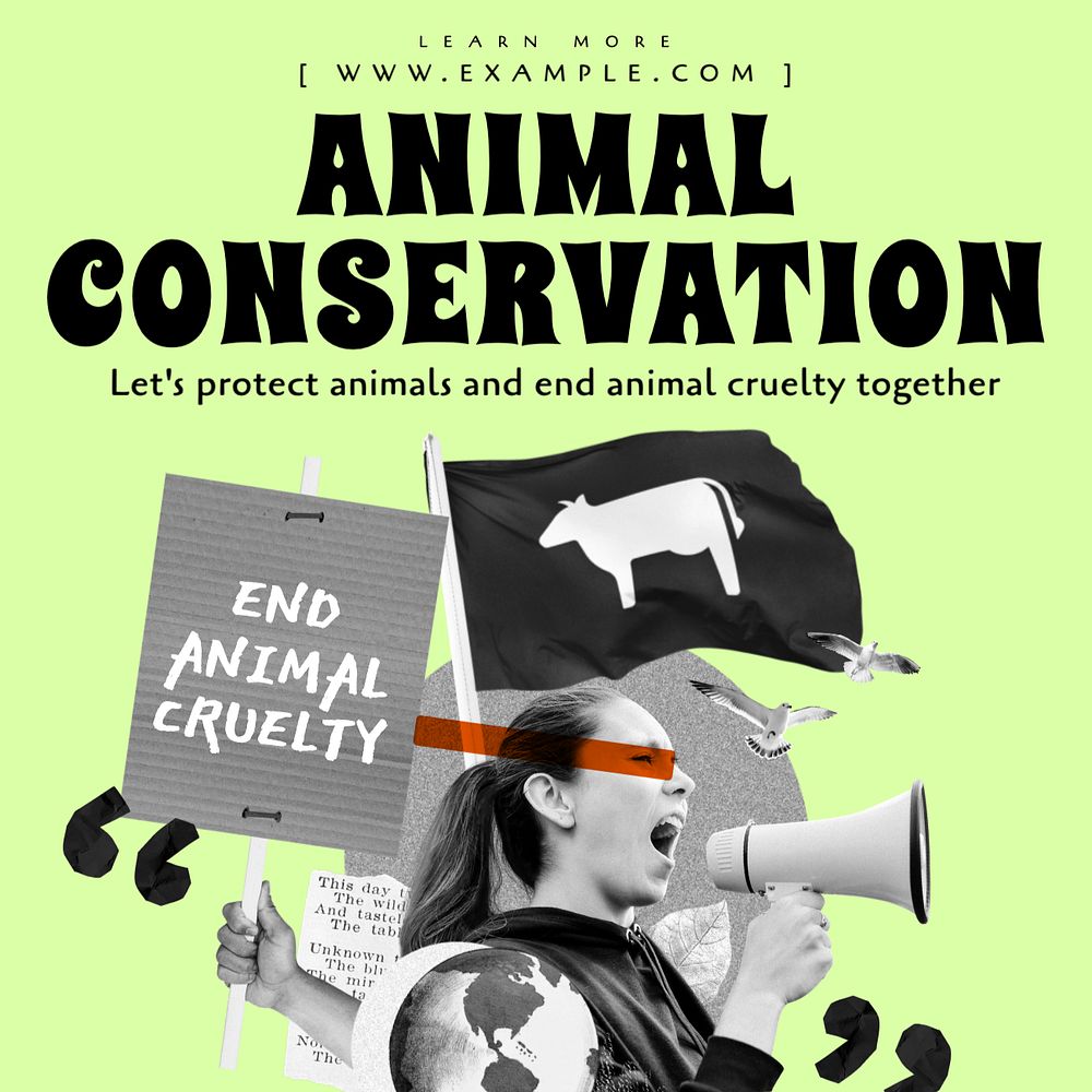 Animal conservation Instagram post template, editable text